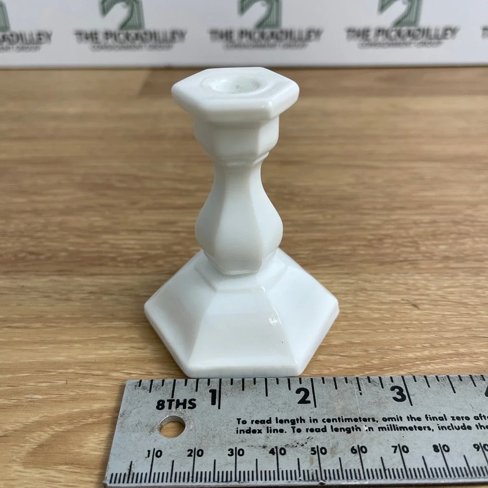 Vintage Amber Frosted Glass Candelabra and White Milk Glass Taper Holder Set 3pc